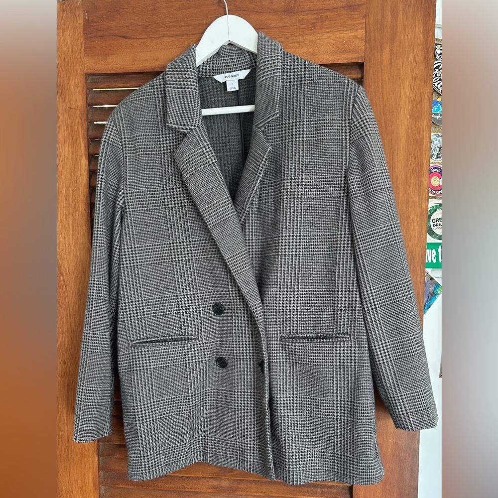 OLD NAVY Gray Houndstooth Blazer Classic Oversized Fit Size S